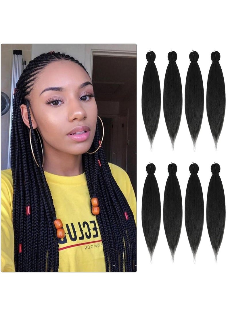 ROKTRESS - Braiding Hair Pre Stretched Long Pre Stretched Braiding Hair Extensions Braiding Hair Pre Stretched 14 Inch 8 Packs Synthetic Braiding Hair Extensions For Braids 14inch1B - Image 1