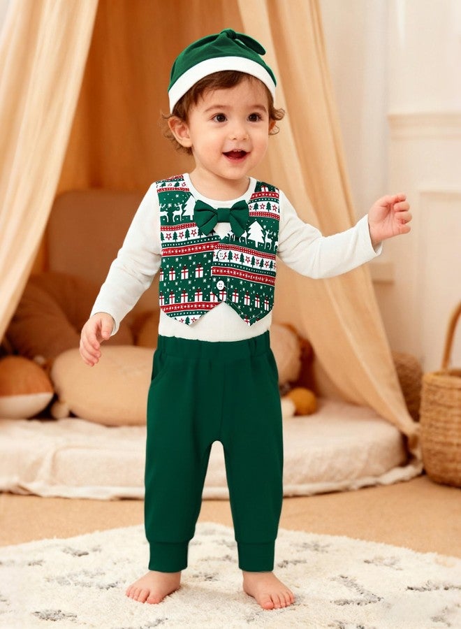 Latnnut Christmas Outfits for Boys 12-18 Month Green Reindeer Baby Dedication Church Infant Ropa Para Bebe Niño Photoshoot Easter Christening Wedding Clothing Set - Image 5