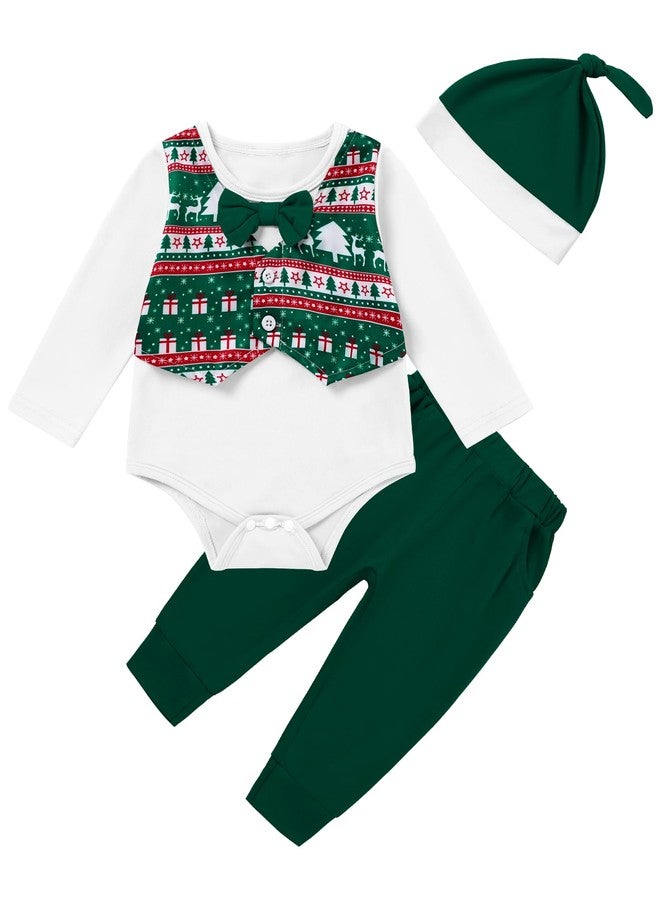 Latnnut Christmas Outfits for Boys 12-18 Month Green Reindeer Baby Dedication Church Infant Ropa Para Bebe Niño Photoshoot Easter Christening Wedding Clothing Set - Image 1