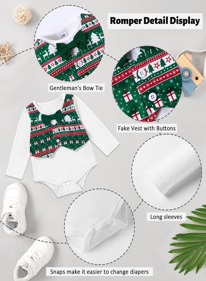 Latnnut Christmas Outfits for Boys 12-18 Month Green Reindeer Baby Dedication Church Infant Ropa Para Bebe Niño Photoshoot Easter Christening Wedding Clothing Set - Image 2