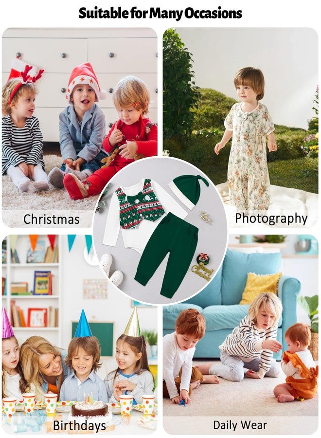 Latnnut Christmas Outfits for Boys 12-18 Month Green Reindeer Baby Dedication Church Infant Ropa Para Bebe Niño Photoshoot Easter Christening Wedding Clothing Set - Image 4