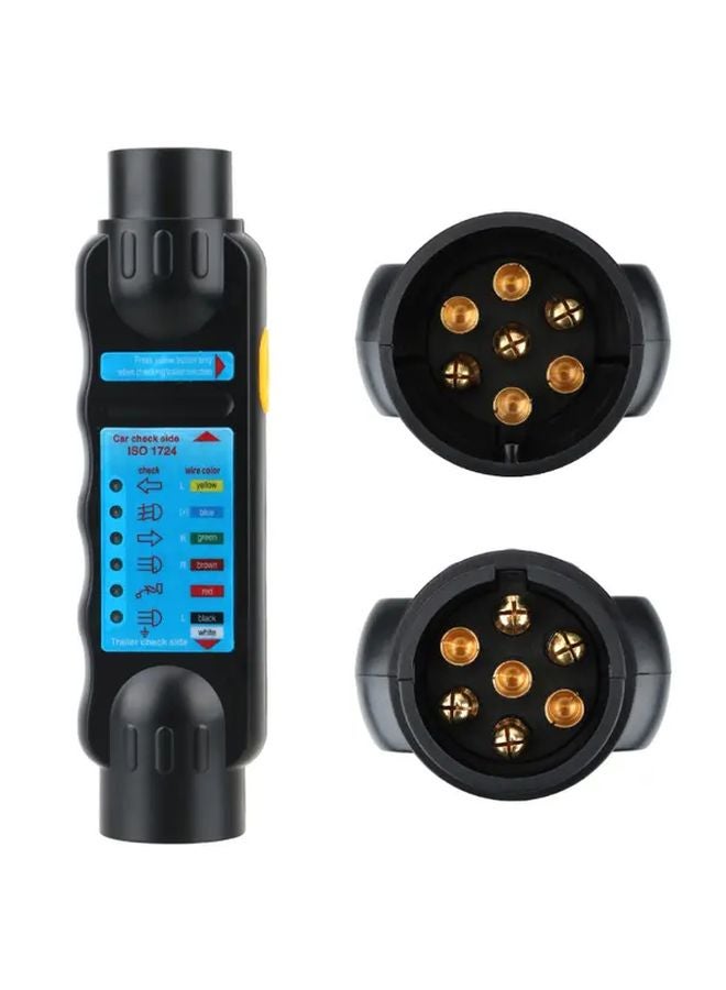 Black 12V Caravan Towing Light Tester 7 Pin Trailer Wiring Diagnostic Tool Battery Powered - Image 4