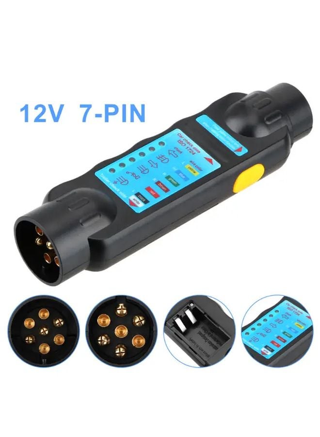 Black 12V Caravan Towing Light Tester 7 Pin Trailer Wiring Diagnostic Tool Battery Powered - Image 5