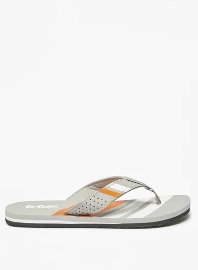 لي كوبر Men's Striped Slip-On Thong Slippers