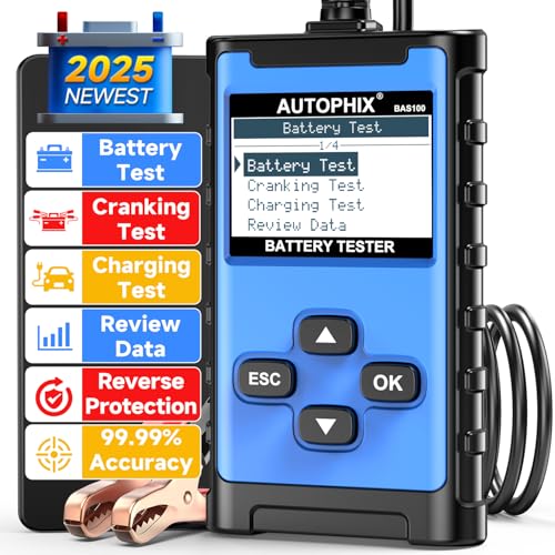 AUTOPHIX BAS100 Car Battery Tester 24V 12V, Accurate Automotive Battery Alternator Diagnostic Tool 100-2000 CCA Load Testing, Charging & Cold Cranking Tester for Cars Truck Motorcycle Boat and More - Image 1