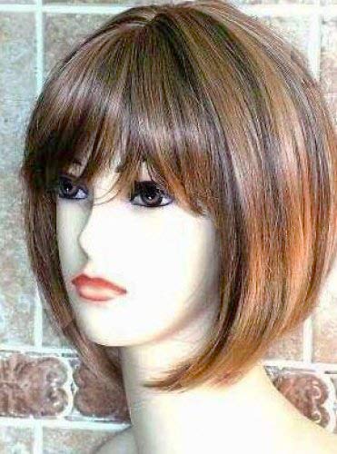 Forever young Forever Young UK Ladies Wig Classy Short Bob with Central Parting & Full Fringe Honey Blonde with Hints of Dark Brown Blend - Image 1