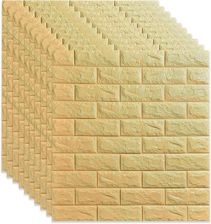 Rylan Self-Adhesive Waterproof PE Foam 3D Wall Panels Wallpaper Sticker for Bathroom, Living Room, and Home Decoration (70 x 77cm, Appx. 5.8Sq Feet)-1 Piece-Beige - Image 1