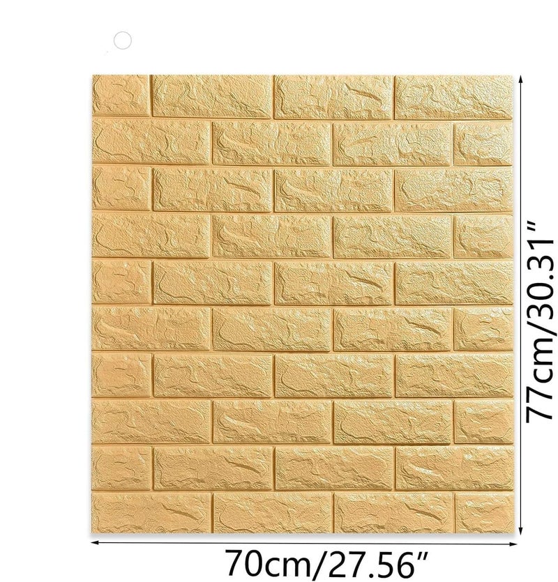 Rylan Self-Adhesive Waterproof PE Foam 3D Wall Panels Wallpaper Sticker for Bathroom, Living Room, and Home Decoration (70 x 77cm, Appx. 5.8Sq Feet)-1 Piece-Beige - Image 5