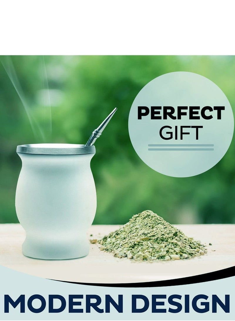 نيبمينينت كوب شاي يربا ميت 230 مل لون أخضر فاتح من الفولاذ المقاوم للصدأ مزدوج الجدران سهل الغسل عازل منزلي مات لشرب أوراق الشجر السائبة مع مصاصة بومبيلا - Image 2