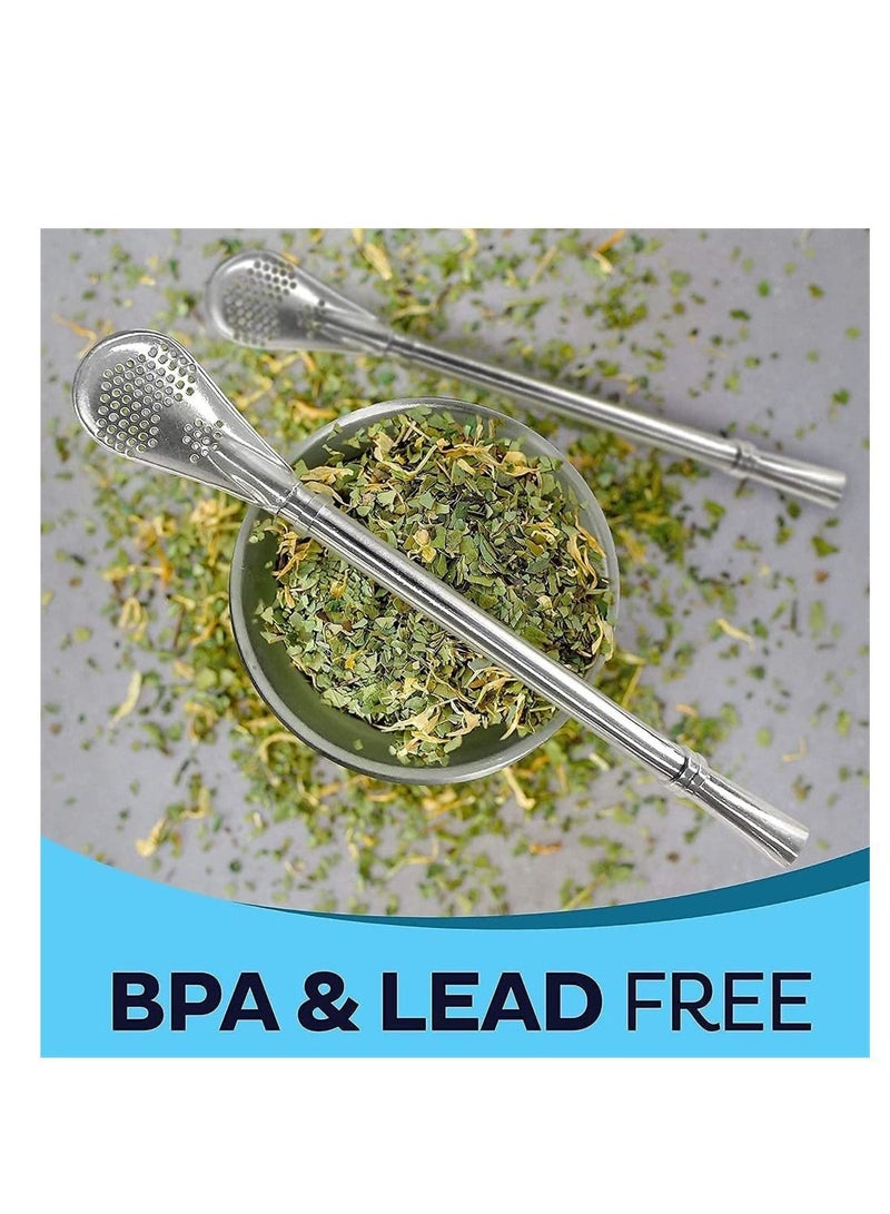 نيبمينينت كوب شاي يربا ميت 230 مل لون أخضر فاتح من الفولاذ المقاوم للصدأ مزدوج الجدران سهل الغسل عازل منزلي مات لشرب أوراق الشجر السائبة مع مصاصة بومبيلا - Image 5