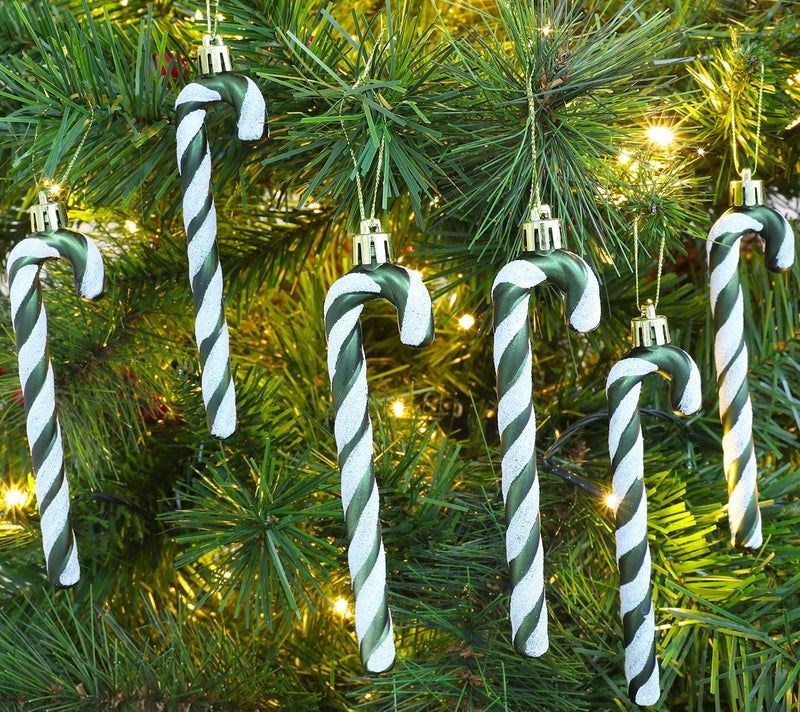 Christmas Concepts حزمة مفاهيم عيد الميلاد من 6-13 سم بريق حلوى قصب الزخارف/الحلي الشجرة عيد الميلاد (Forrest Green) - Image 2