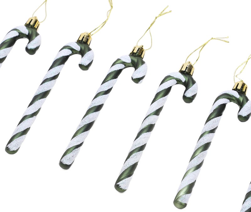 Christmas Concepts حزمة مفاهيم عيد الميلاد من 6-13 سم بريق حلوى قصب الزخارف/الحلي الشجرة عيد الميلاد (Forrest Green) - Image 4