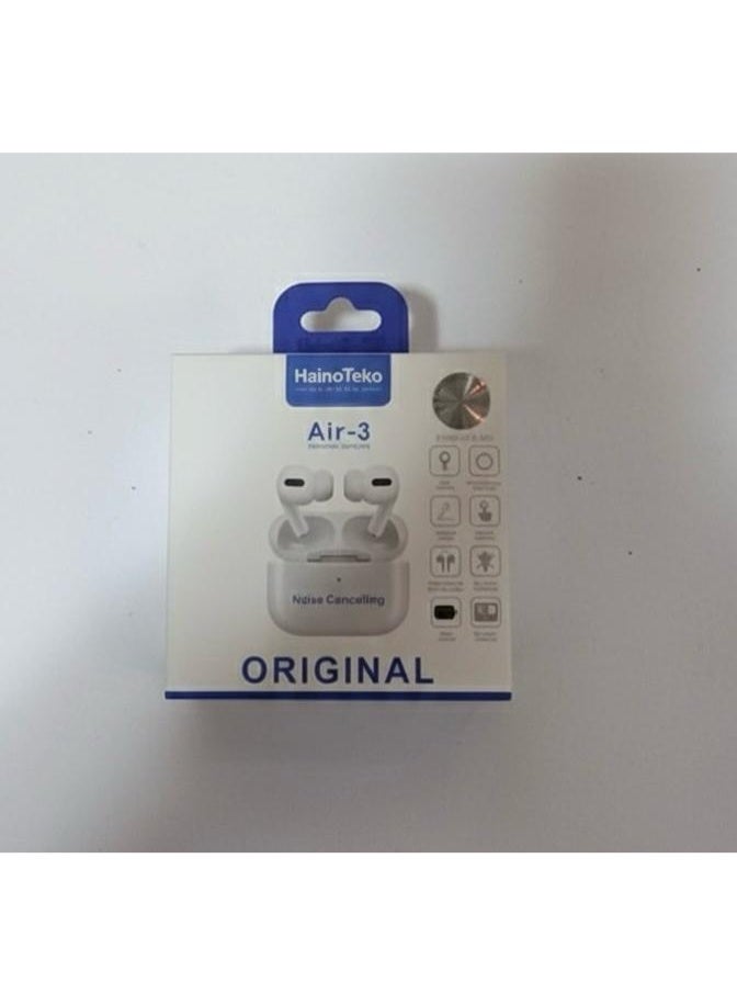 Haino Teko Air-3 Wireless Bluetooth Earbuds – True Wireless In-Ear Headphones with Charging Case, Touch Control, Auto Power On/Off, Built-in Microphone, Noise Cancelling, Long Battery Life, Compact & Lightweight – White | iOS & Android Compatible - Image 4