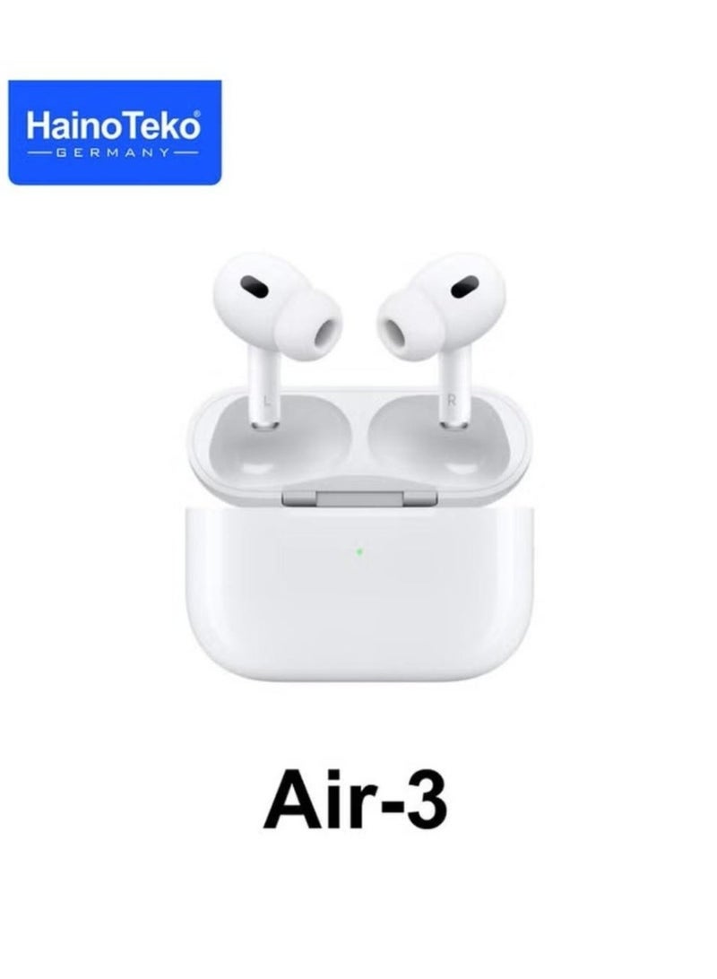 Haino Teko Air-3 Wireless Bluetooth Earbuds – True Wireless In-Ear Headphones with Charging Case, Touch Control, Auto Power On/Off, Built-in Microphone, Noise Cancelling, Long Battery Life, Compact & Lightweight – White | iOS & Android Compatible - Image 1
