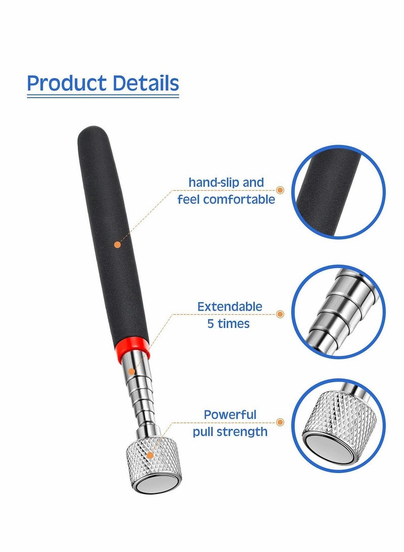 Y&D Telescoping LED Lighted Flexible Inspection Mirror, 15 Lb Handle Retractable Magnetic Pick-Up Tool for Car Automobile Machinists Inspectors 360 Swivel Viewing Dead Angle 2 Piece Set  - Image 2