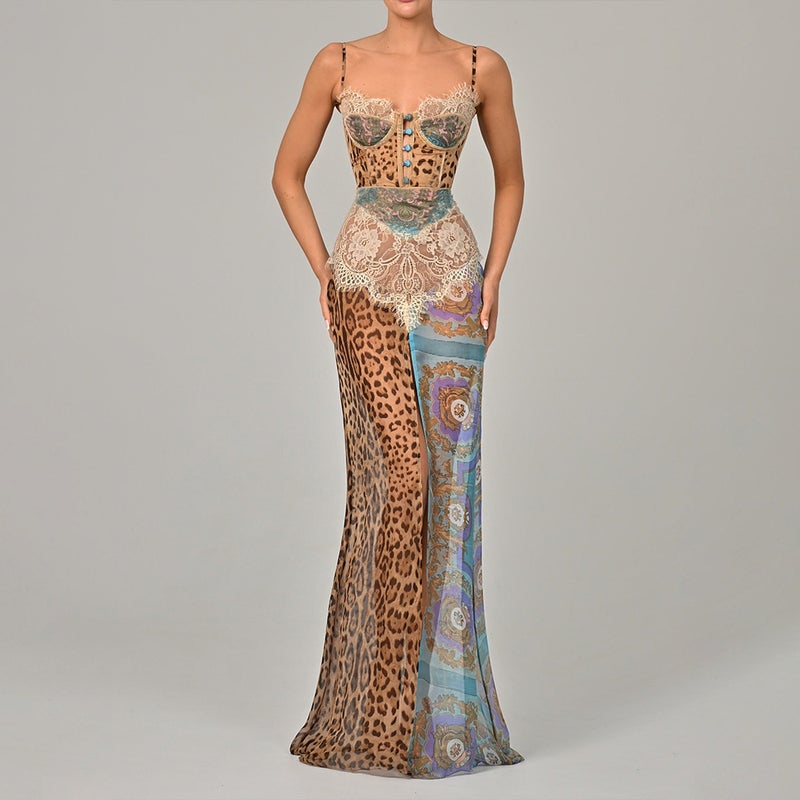Women's 2025 Summer Spaghetti Strap Chiffon Maxi Dress - Image 1
