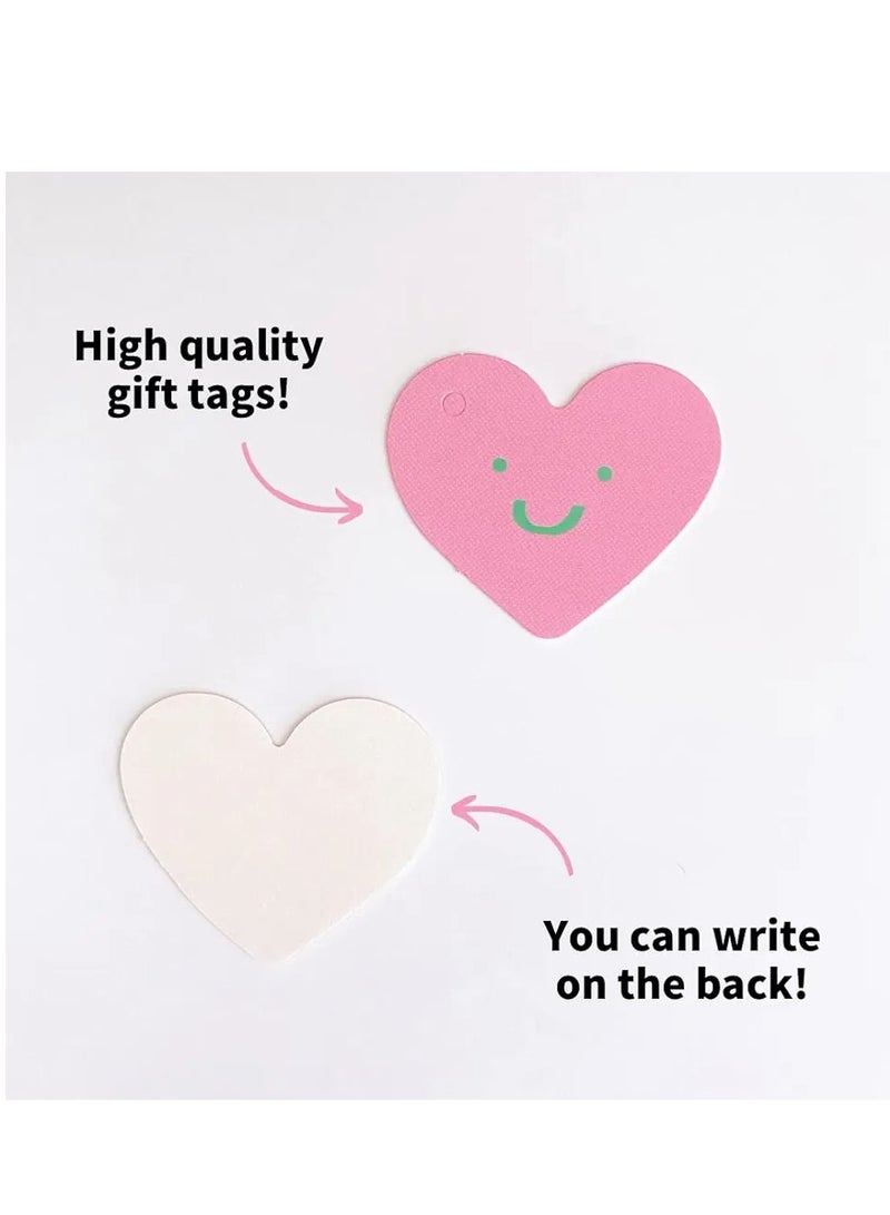بطاقات هدايا ورقية على شكل قلب (50 قطعة) - رائعة لبطاقات الحفلات، وحفلات الزفاف، والعطلات، وحفلات استقبال الأطفال، والتخرج، وعلامات جرة ميسون، وعلامات تغليف الهدايا، وعلامات هدايا عيد الحب، وملصقات الهدايا المزخرفة (وردي) - Image 2