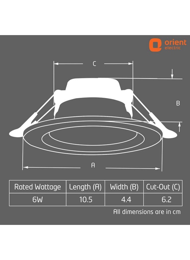 مصباح LED من Orient Electric Moonlite بقدرة 6 وات، إضاءة بيضاء رائعة، دائري، عبوة من قطعة واحدة، مصباح LED مدمج في السقف، مناسب لصندوق توصيل مقاس 3 بوصات (ألومنيوم) (6 وات، عبوة من قطعة واحدة) - pzsku/Z7C776BB6A60A09243A40Z/45/_/1740982896/47b5b633-d723-4011-96e6-94b29dd91cc5