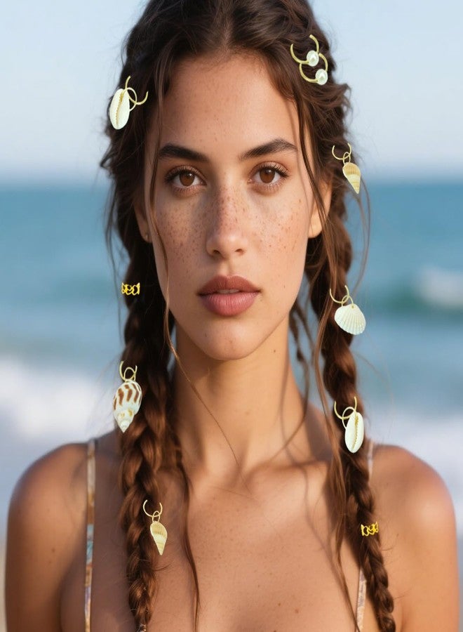 BAISAI 60PCS Shell Loc Jewelry Clips Gold Hair Jewelry for Braids Pearl Dreadlock Jewelry Seashell Braids Rings Charms Accessories Hair Decoration for Women - Image 4