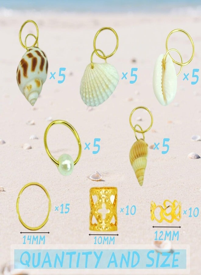 BAISAI 60PCS Shell Loc Jewelry Clips Gold Hair Jewelry for Braids Pearl Dreadlock Jewelry Seashell Braids Rings Charms Accessories Hair Decoration for Women - Image 5