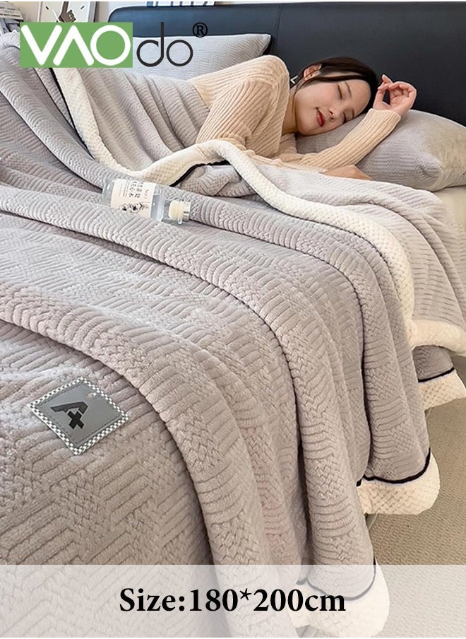 VAOdo - Knitting Blanket Soft Breathable Simple Double-faced Flannel Knit Fuzzy Plush Microfiber Blankets for Sofa Bed Office 180*200CM - Image 1
