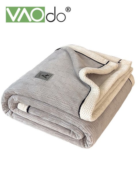 Knitting Blanket Soft Breathable Simple Double-faced Flannel Knit Fuzzy Plush Microfiber Blankets for Sofa Bed Office 180*200CM
