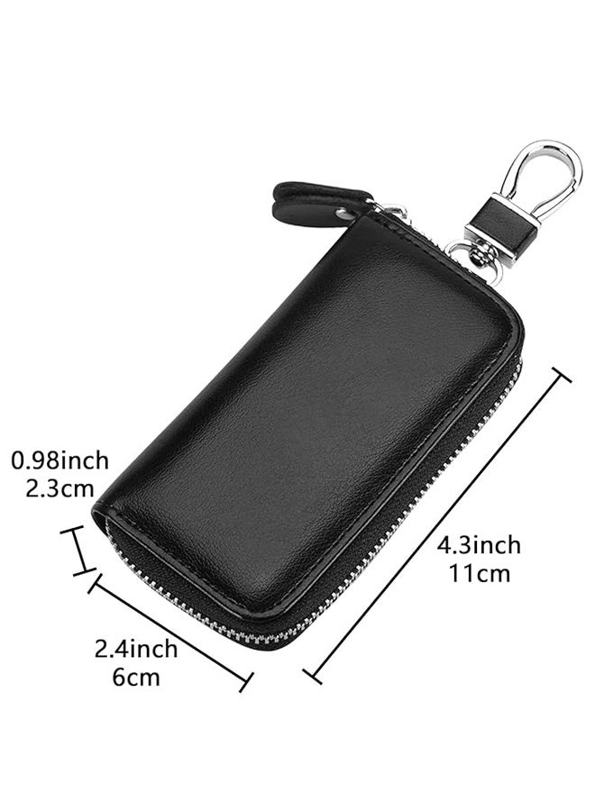 Leather Car Key Case Holder Black Keychain Case Bag, Universal Car Key Fob Bags for Men Wome - Image 2