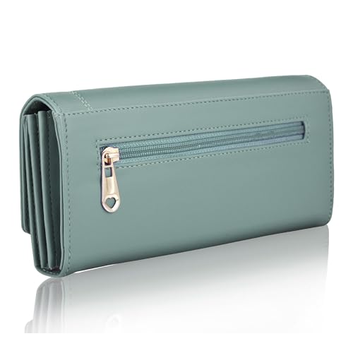 ALSU Women's Wallet | Stylish Purse with Phone Pocket,4 Card Pocket and Multiple Compartment| Party Clutch for Girl | Travel Hand Purse for Women| Office Bag for Women (Light Green) - Image 3