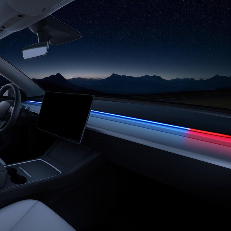 MAIMEIMI Ambient Light with Blind Spot Warning LED Compatible for Tesla Model Y (2020-2024) & 3 (2021-2023) AMD Interior Lights Strip for Tesla Custom Color Modes Neon Light Kit Plug-and-Play - Image 1