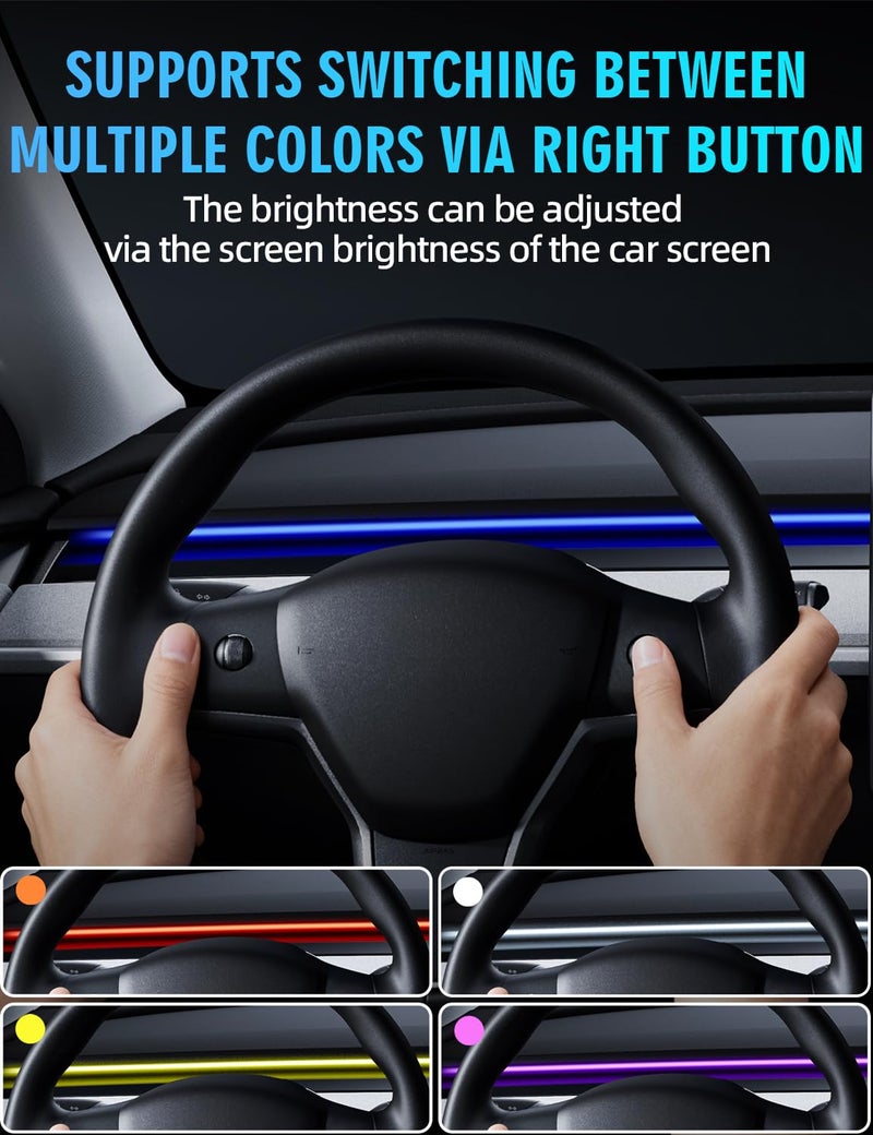 MAIMEIMI Ambient Light with Blind Spot Warning LED Compatible for Tesla Model Y (2020-2024) & 3 (2021-2023) AMD Interior Lights Strip for Tesla Custom Color Modes Neon Light Kit Plug-and-Play - Image 2