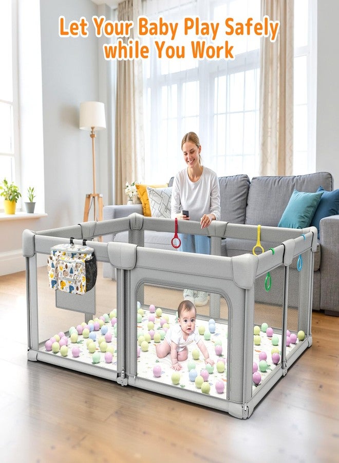 Adotocam Foldable Baby Playpen with Mat, 71"x59" Playpen for Babies and Toddlers, Large Collapsible Play Pen, Portable Safe Play Yard with Gate, Breathable Mesh, Anti-Fall - Image 2