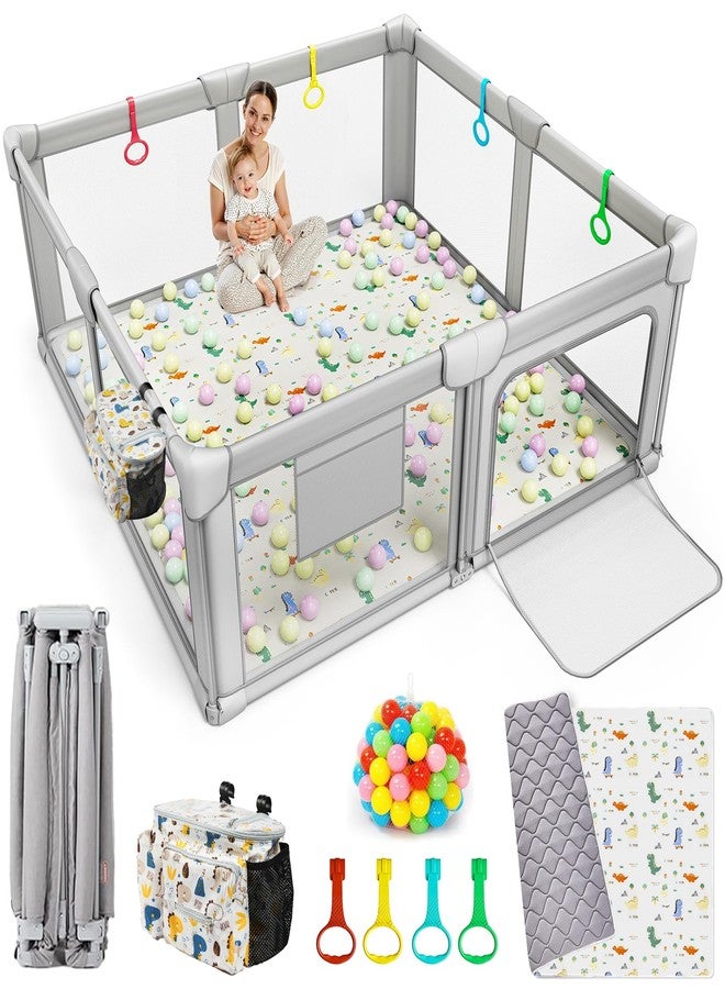 Adotocam Foldable Baby Playpen with Mat, 71"x59" Playpen for Babies and Toddlers, Large Collapsible Play Pen, Portable Safe Play Yard with Gate, Breathable Mesh, Anti-Fall - Image 1