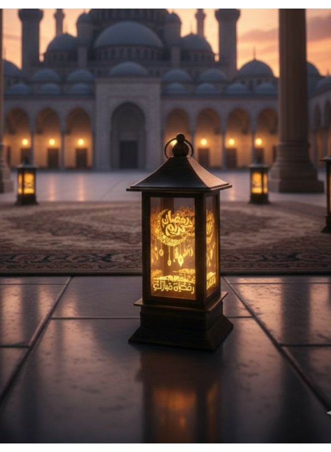 فانوس رمضان المضئ بعليقه  الفانوس  المزخرف ديكور فاخر للاحتفال مقاس 13*5 سم نحاسي عدد 1 - Image 2