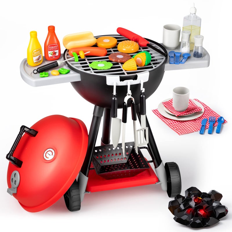 JOYIN 34 PCS Kitchen Toy Set, BBQ Play Grill, Cooking Toy Set, Little Chef Play, Kids Grill Playset Interactive BBQ for Kids with Light & Sound, Birthday Gift for Boys Girls - Image 1