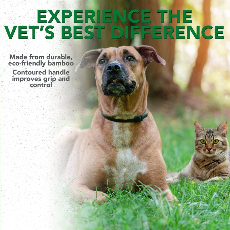 Vet's Best Flea Comb | Real Bamboo with Contour Grip Handle | for Dogs and Cats, Brown - Image 3