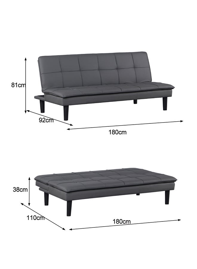 ايست من نون Modern Convertible Sofa Bed in PU Leather, Convertible Recliner for Living Room, 180 x 92 x 81cm, Dark Grey - Image 5