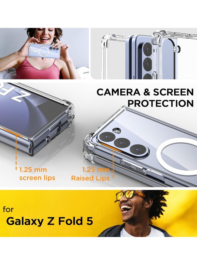 Houmt Samsung Galaxy Z Fold 5 Magnetic Case Support Wireless Charging Hard PC Shockproof Protection Anti Scratch Protective Case Cover for Galaxy Z Fold 5  - Image 2
