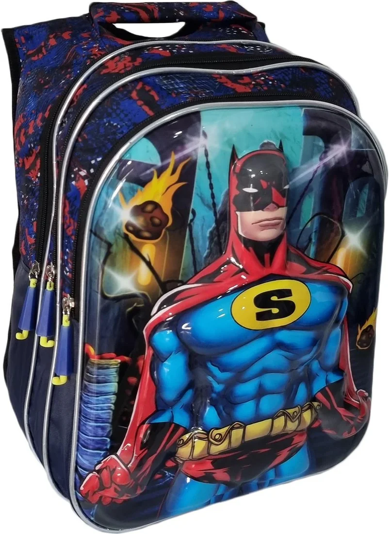 Masho Trend Embossed Super Batman School Bag + Lunch Box + Water Bottle Batman Bag Primary School Bag Boys School Bag
