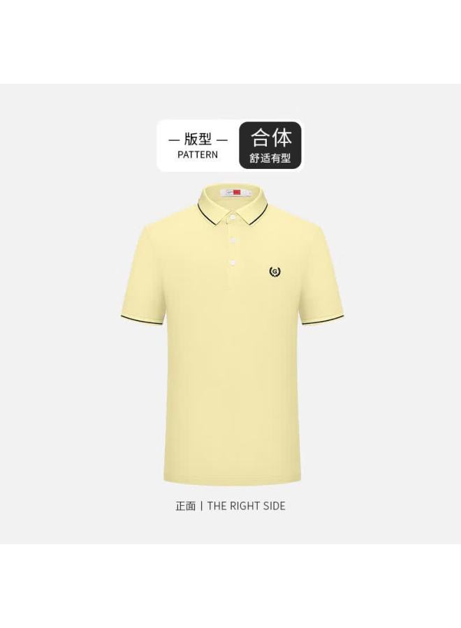 Goldlion Gy Short Sleeve Polo Shirt Summer Comfortable Cooling Collar Tsf0048-nd151 Light Yellow 3XL