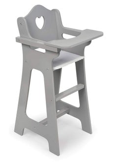 Badger Basket Toy Doll High Chair Pretend Feeding Seat For 18 Inch Dolls Gray  - Image 1