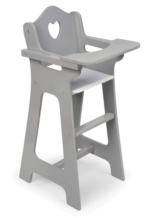 Badger Basket Toy Doll High Chair Pretend Feeding Seat For 18 Inch Dolls Gray - Image 1