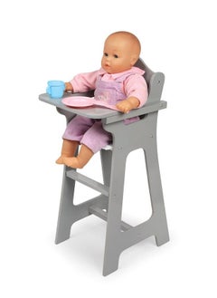 Badger Basket Toy Doll High Chair Pretend Feeding Seat For 18 Inch Dolls Gray  - Image 4
