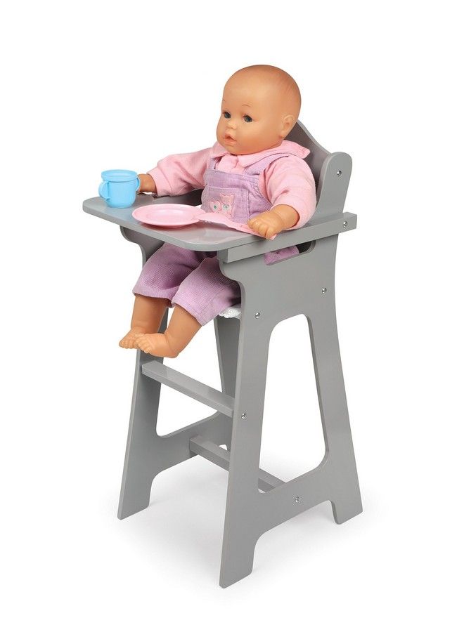 Badger Basket Toy Doll High Chair Pretend Feeding Seat For 18 Inch Dolls Gray - Image 4