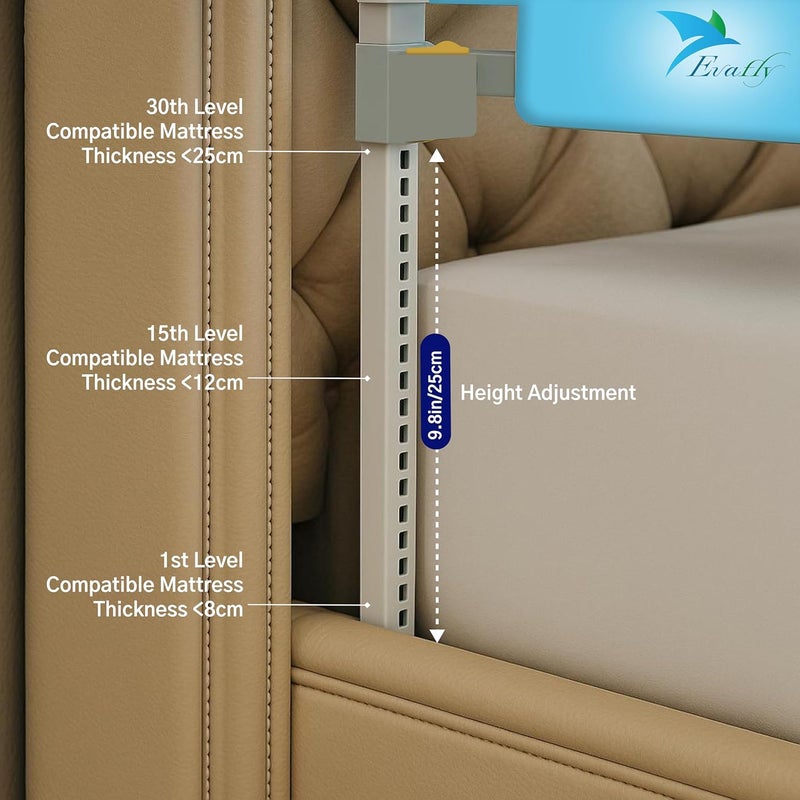 Evafly Bed Railing for Baby Safety Astronaut Print, L-180cm x Adjust Height Between 68-93cm, Single Side Bed Rail for Infant & Toddler's Safety-Blue - Image 3