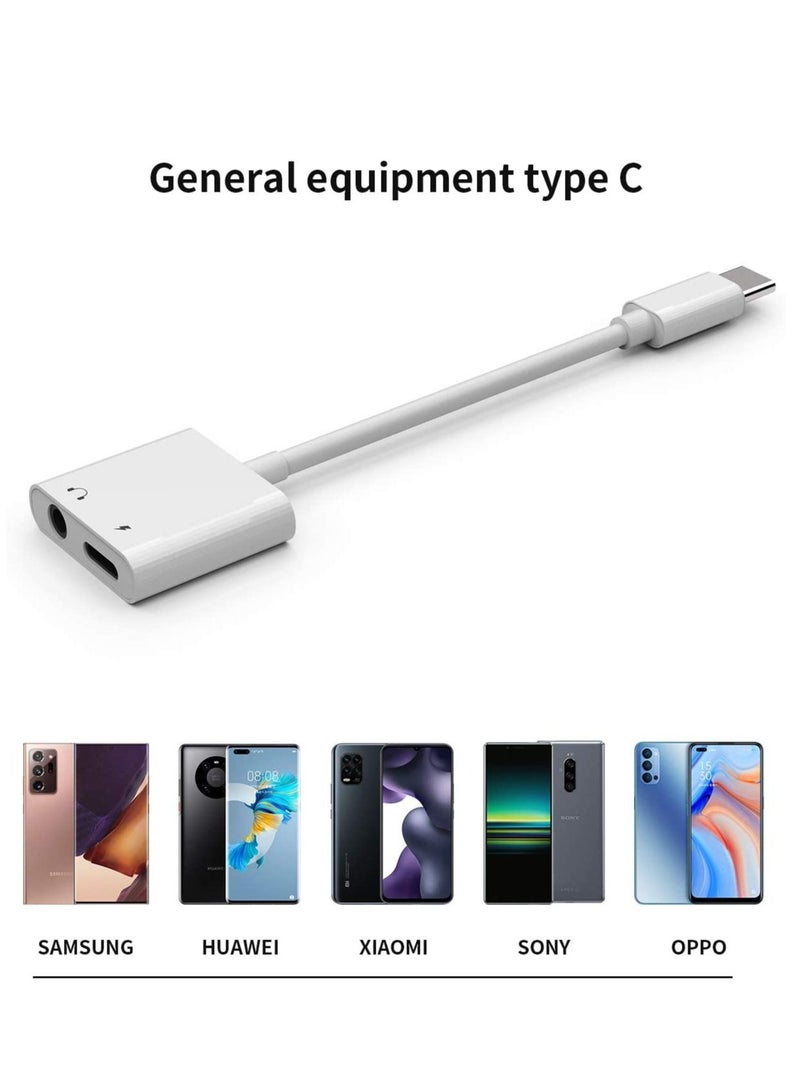 Ntech محول شاحن وسماعة رأس USB C إلى مقبس صوت 3.5 مم 2 في 1 USB C إلى مقبس صوت Aux مع كابل دونجل شحن سريع PD متوافق مع Galaxy S22/S21/S20/S20+ Ultra Note 20/10 Pixel 6/5/4/3 XL (أبيض) - Image 5
