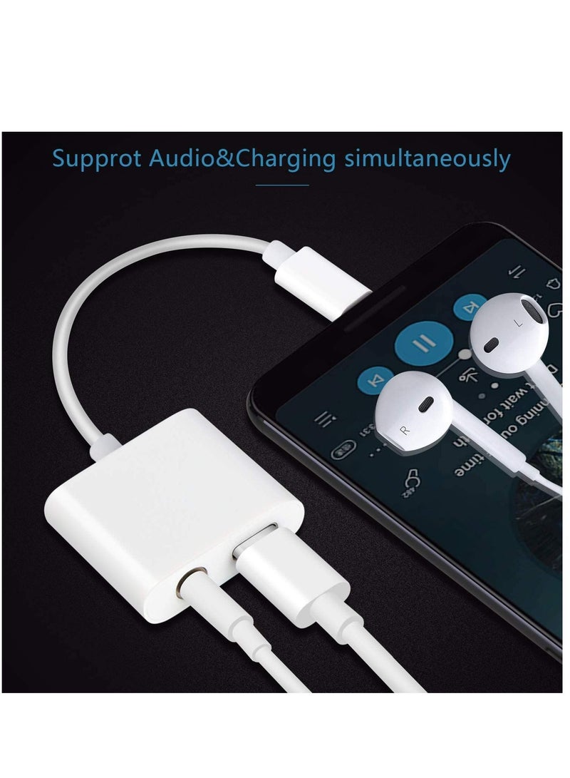 Ntech محول شاحن وسماعة رأس USB C إلى مقبس صوت 3.5 مم 2 في 1 USB C إلى مقبس صوت Aux مع كابل دونجل شحن سريع PD متوافق مع Galaxy S22/S21/S20/S20+ Ultra Note 20/10 Pixel 6/5/4/3 XL (أبيض) - Image 4