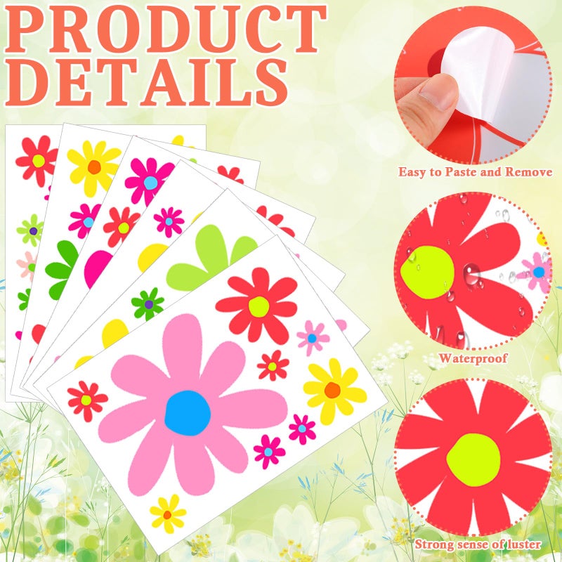 Dinifee 12 Sheets Daisy Stickers 147 Pcs Daisy Flower Car Decals Vinyl Self Adhesive Retro Flower Car Stickers Cling for Bumper Window Laptop Scratch Cover Wall Mirror Truck Decoration(Bright Style) - Image 3
