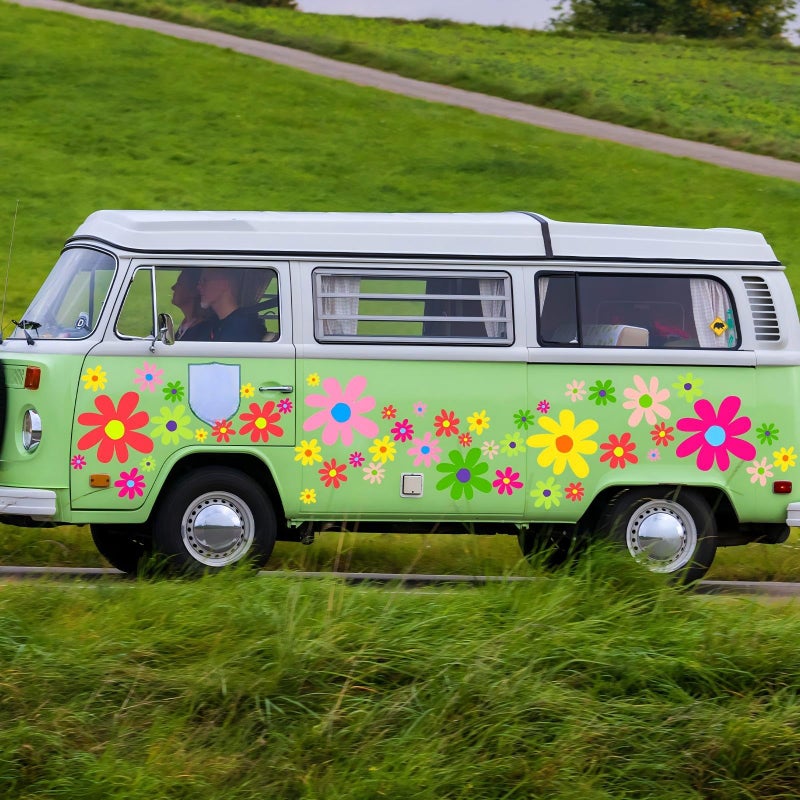 Dinifee 12 Sheets Daisy Stickers 147 Pcs Daisy Flower Car Decals Vinyl Self Adhesive Retro Flower Car Stickers Cling for Bumper Window Laptop Scratch Cover Wall Mirror Truck Decoration(Bright Style) - Image 4