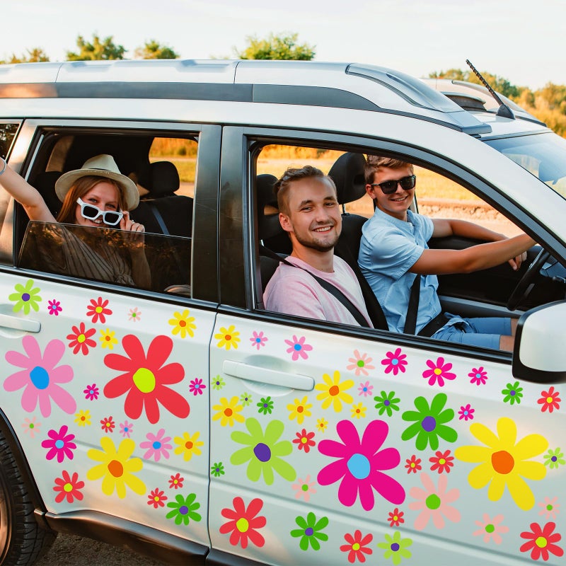 Dinifee 12 Sheets Daisy Stickers 147 Pcs Daisy Flower Car Decals Vinyl Self Adhesive Retro Flower Car Stickers Cling for Bumper Window Laptop Scratch Cover Wall Mirror Truck Decoration(Bright Style) - Image 5