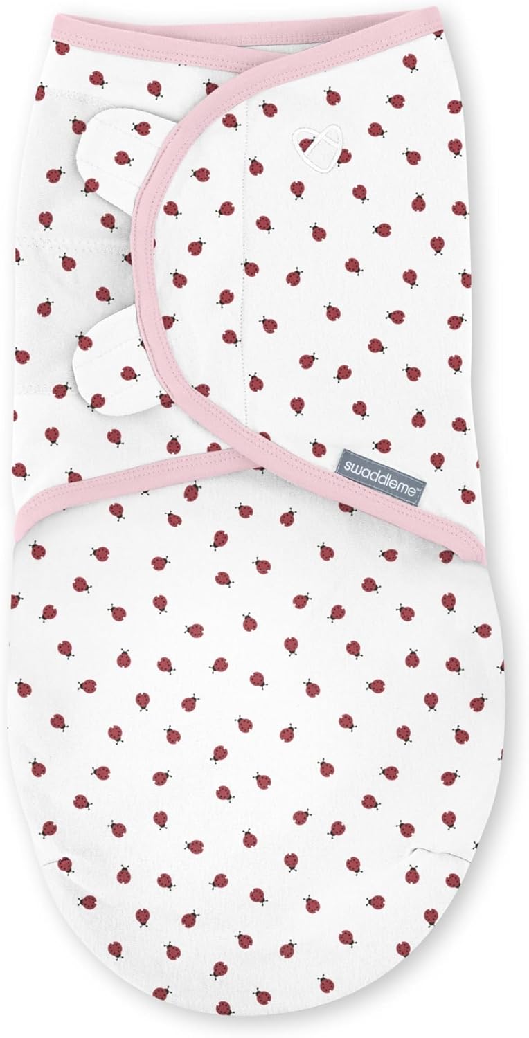 SwaddleMe by Ingenuity Original Swaddle, 100% Cotton, Improves Sleep & Calms Startle Reflex, 0-3 Months, 1.0 TOG, 3-Pack, Baby Swaddle Blanket - Lady Bug Picnic - Image 3